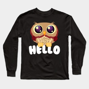 Hello Kawaii Owl Bird Of Prey Lover Long Sleeve T-Shirt